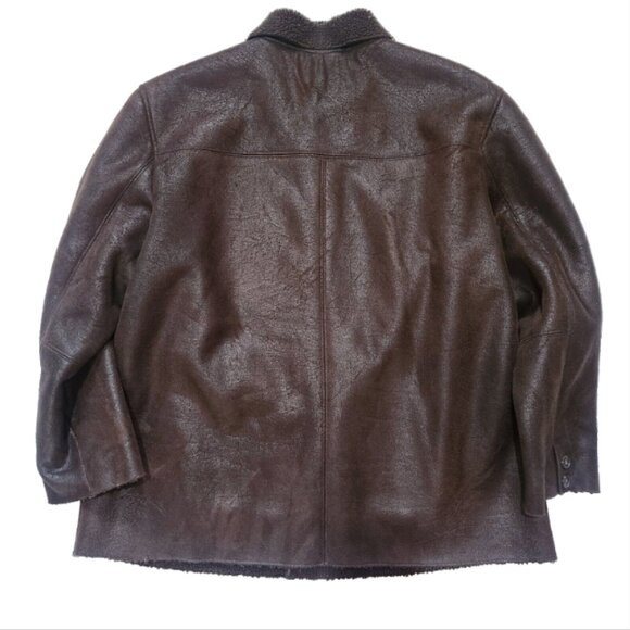 Calvin Klein Coat Mens Size XL Brown Button Up Polyester Faux Sherpa Lining - Picture 4 of 10